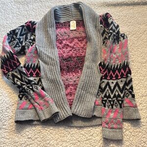 Cat & Jack Gray and Pink Geometric Cardigan Sweater